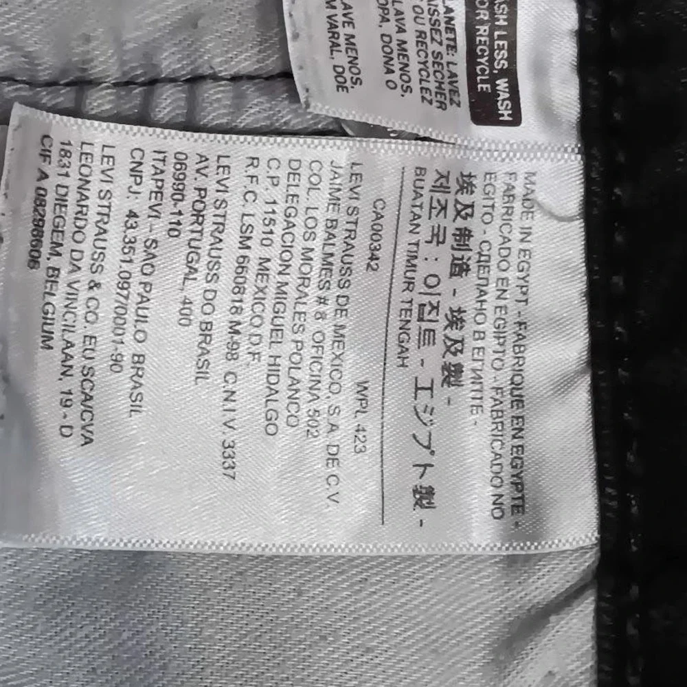 Levi's 514 Jeans Mens 34x32 Black Straight Leg Denim Stretch Classic‎ 99% Cotton